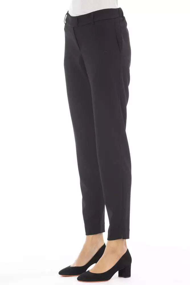 Elegant Black Trousers with Side Welt Pockets