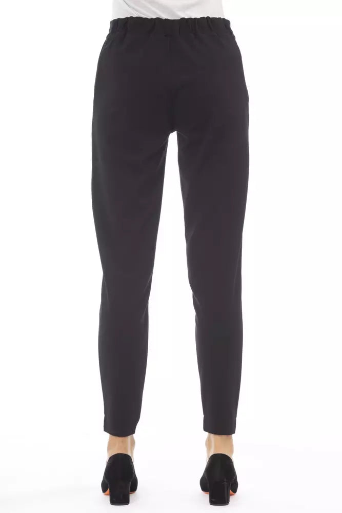 Elegant Black Trousers with Side Welt Pockets