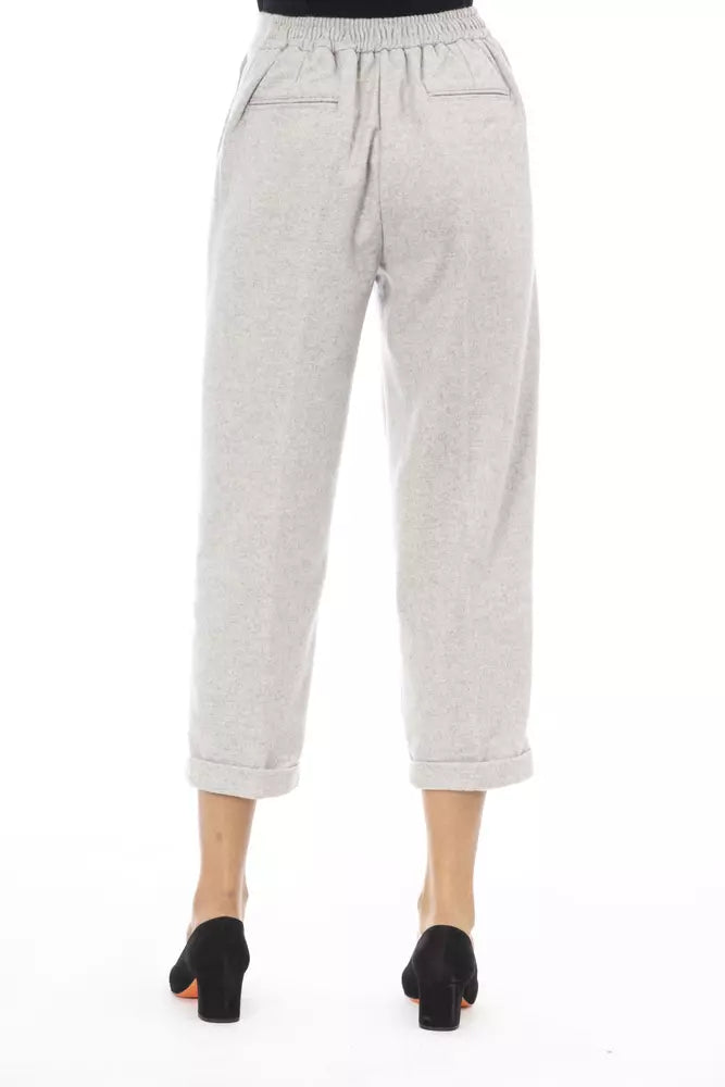 Elegant Gray Wool-Blend Trousers