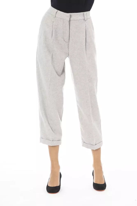 Elegant Gray Wool-Blend Trousers