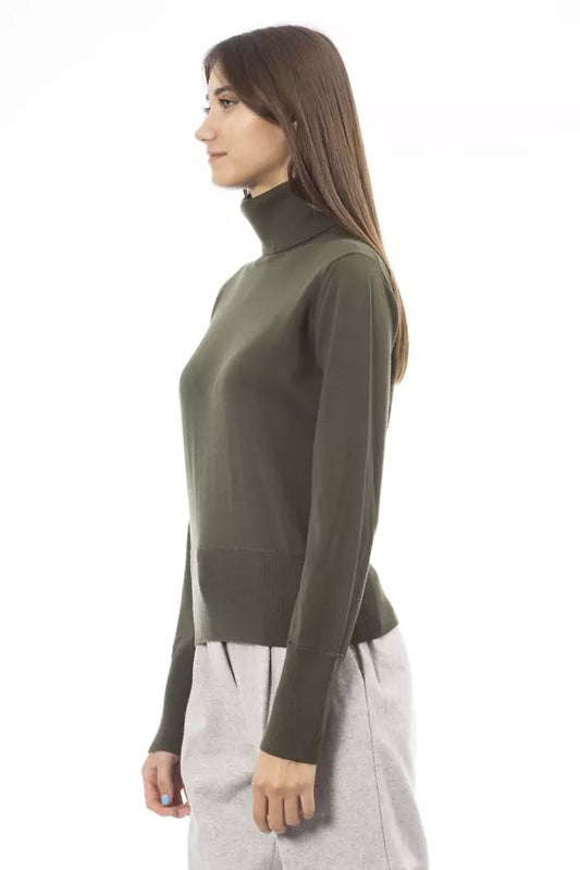 Emerald Elegance Merino Wool Turtleneck