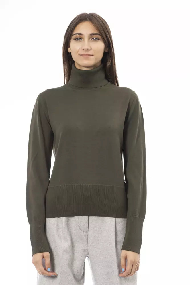 Emerald Elegance Merino Wool Turtleneck