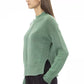 Elegant Green Mock Neck Wool Blend Sweater