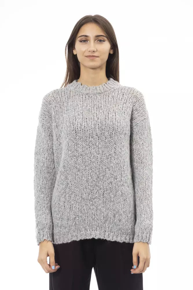 Elegant Gray Crew Neck Sweater