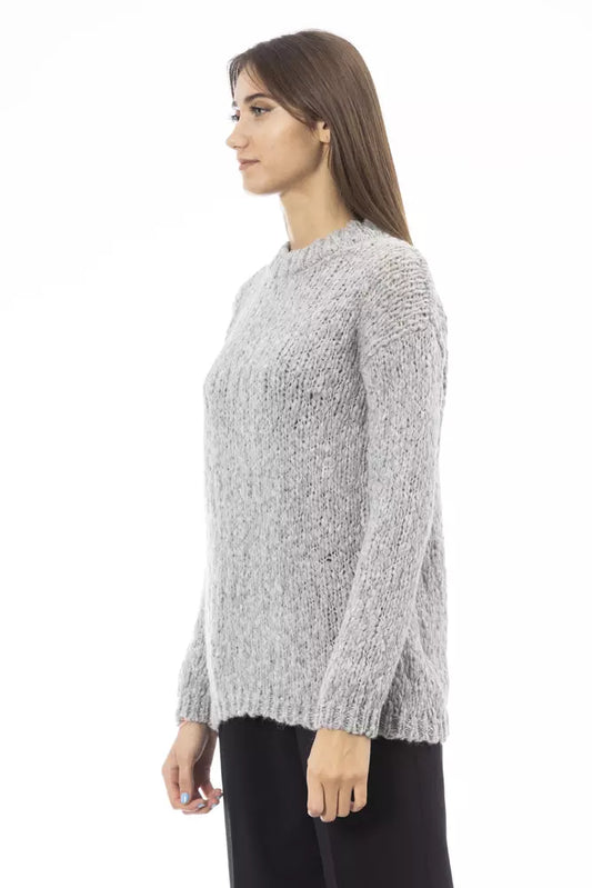 Elegant Gray Crew Neck Sweater