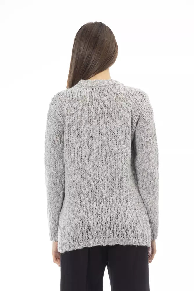 Elegant Gray Crew Neck Sweater