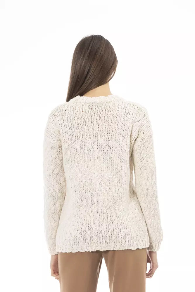 Elegant White Crew Neck Sweater