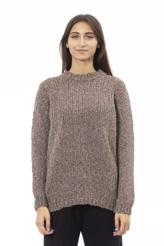 Elegant Crew Neck Alpaca Blend Sweater