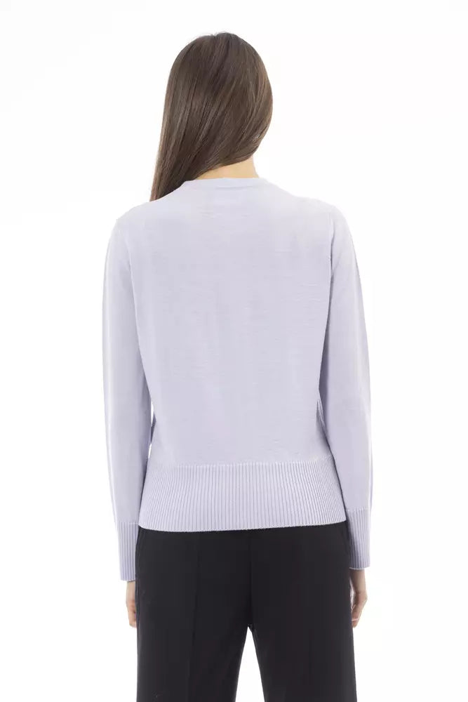 Elegant Silver Crew Neck Sweater