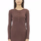 Chic Brown Side-Slit Sweater with Button Details