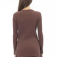 Chic Brown Side-Slit Sweater with Button Details