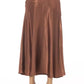 Elegant Satin Midi Skirt in Rich Brown