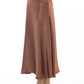 Elegant Satin Midi Skirt in Rich Brown