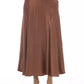 Elegant Satin Midi Skirt in Rich Brown