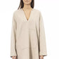 Elegant Beige Hooded Long Sweater