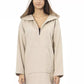 Elegant Beige Hooded Long Sweater