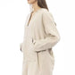 Elegant Beige Hooded Long Sweater