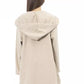 Elegant Beige Hooded Long Sweater