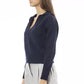 Chic V-Neck Wool Blend Sweater in Blue