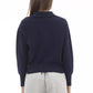 Chic V-Neck Wool Blend Sweater in Blue
