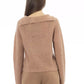 Beige Long Sleeved V-Neck T-Shirt
