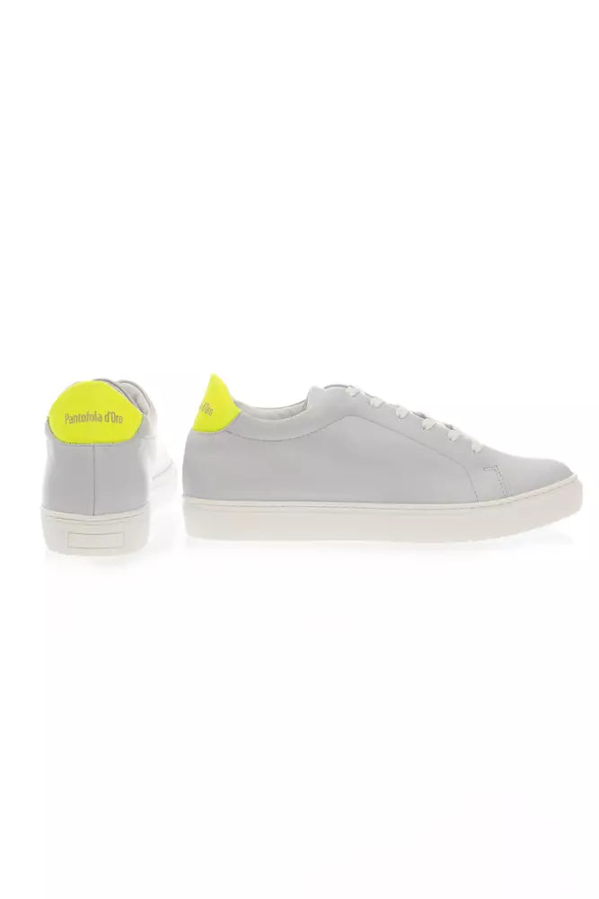 Elegant White Monocolor Leather Sneakers