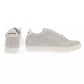 Elegant Gray Leather Sneakers with Contrasting Logo
