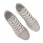 Elegant Gray Leather Sneakers with Contrasting Logo