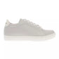 Elegant Gray Leather Sneakers with Contrasting Logo