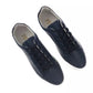 Elegant Blue Monochrome Leather Sneakers