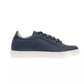 Elegant Blue Monochrome Leather Sneakers