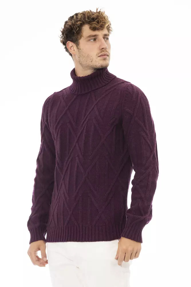 Elegant Purple Turtleneck Sweater for Men