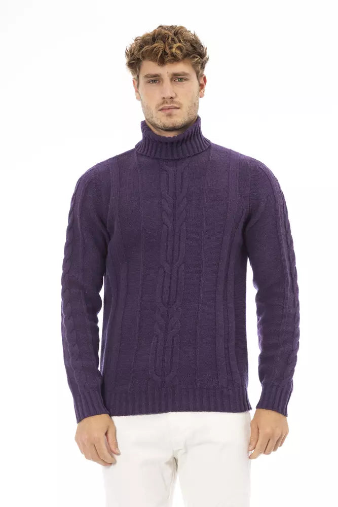 Elegant Purple Turtleneck Sweater for Men