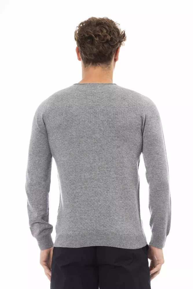 Sleek Gray Crewneck Sweater for Men