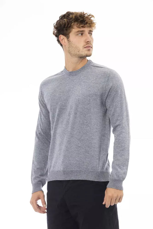 Elegant Light Blue Crewneck Sweater - Alpha Studio