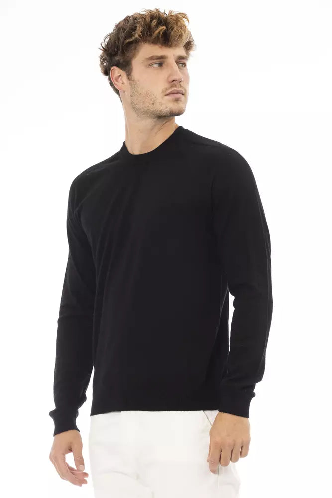 Sleek Black Crewneck Sweater for Elegant Evenings