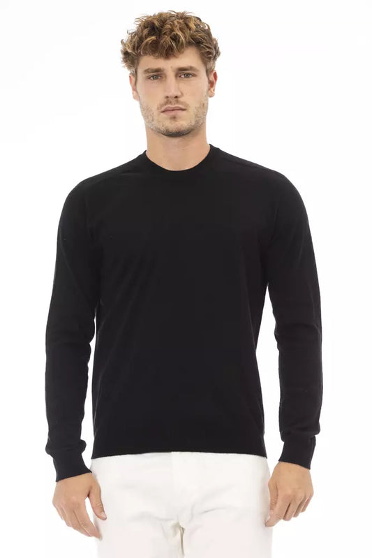 Sleek Black Crewneck Sweater for Elegant Evenings