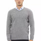 Chic Gray V-Neck Cashmere-Blend Sweater