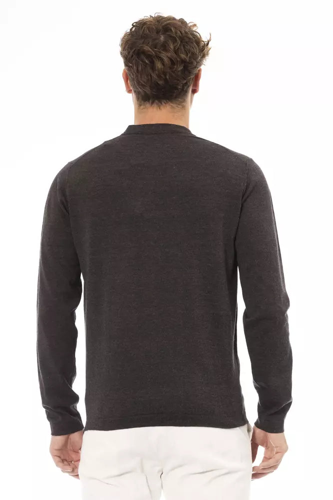 Elegant Brown Crewneck Sweater for Men