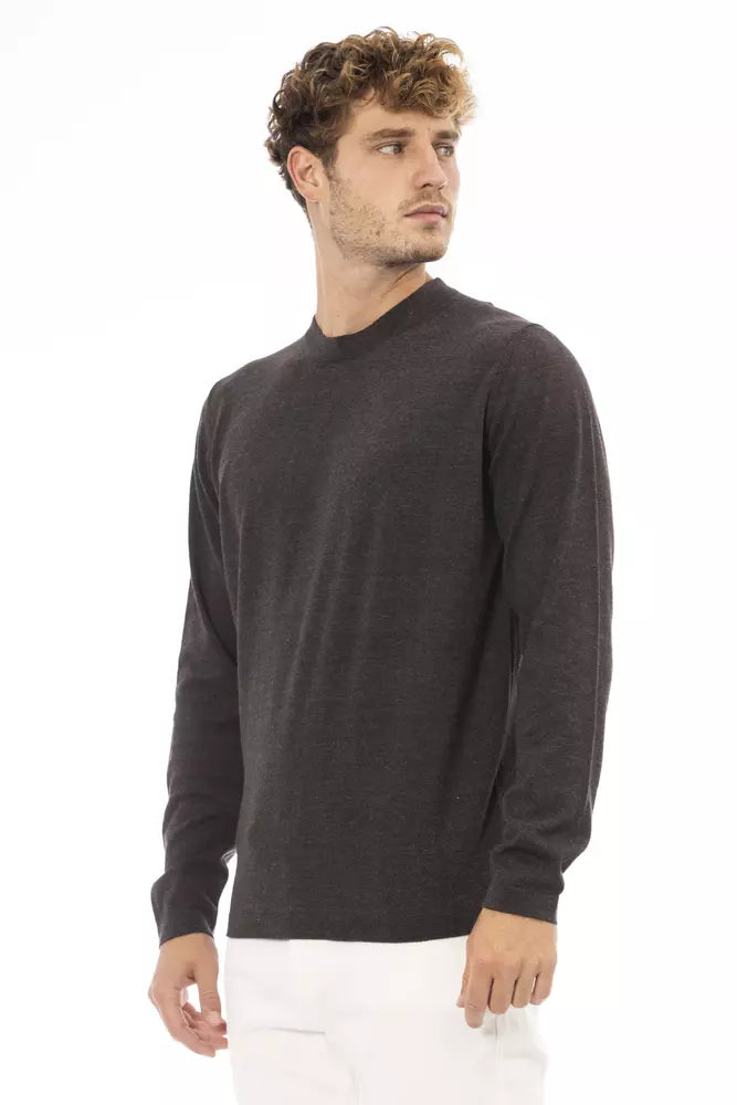 Elegant Brown Crewneck Sweater for Men