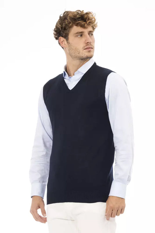 Elegant Blue V-Neck Vest for Men