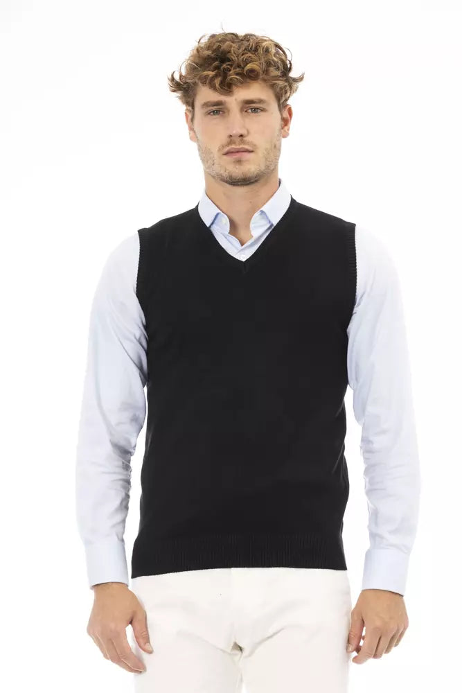 Elegant V-Neck Vest in Fine Rib Knit