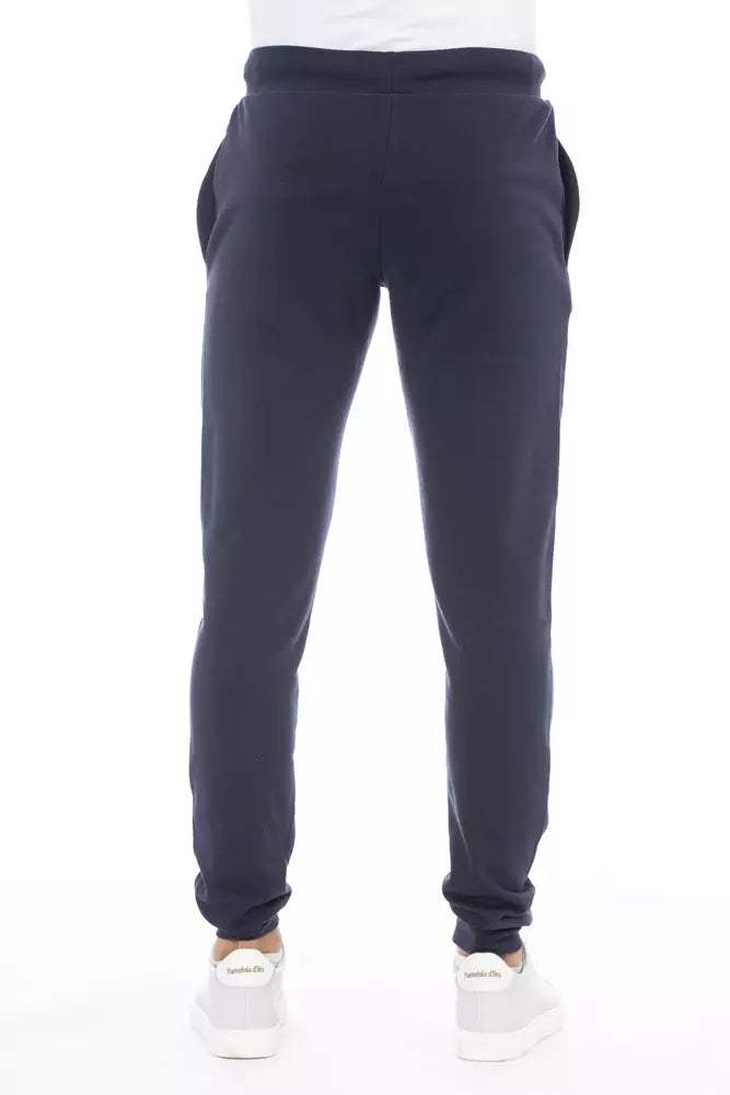 Chic Blue Fleece Lace-up Sweat Trousers