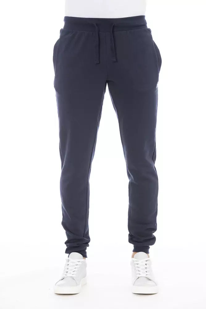 Chic Blue Fleece Lace-up Sweat Trousers