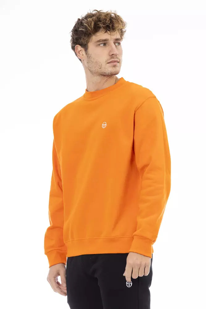 Chic Orange Crew Neck Fleece Sweater