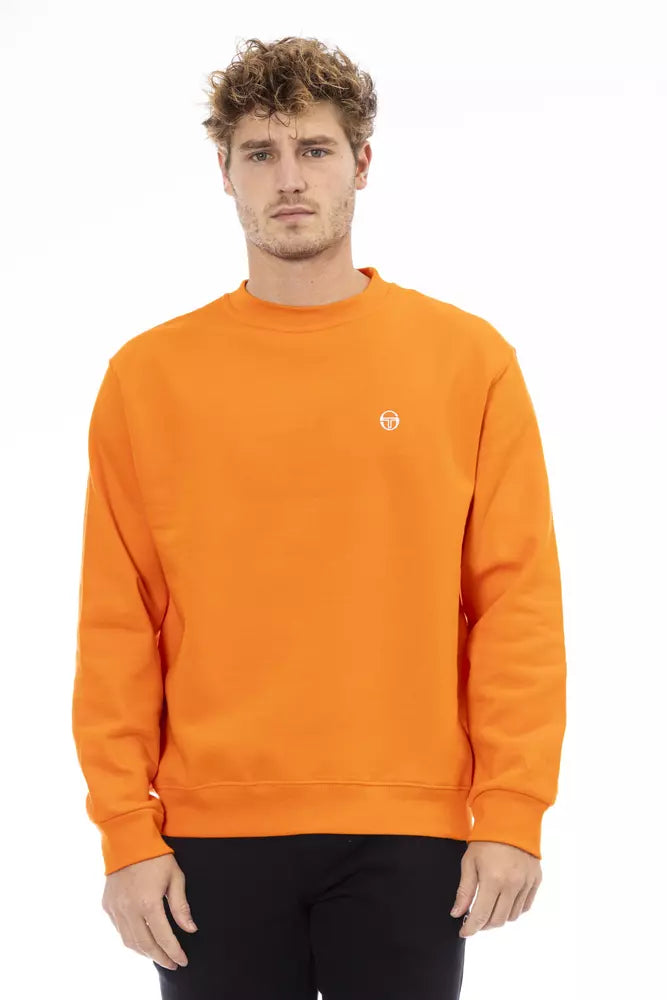 Chic Orange Crew Neck Fleece Sweater