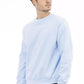 Elegant Crew Neck Fleece Sweater in Light Blue