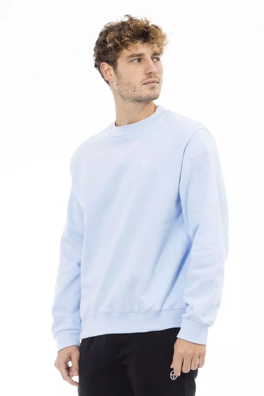 Elegant Crew Neck Fleece Sweater in Light Blue