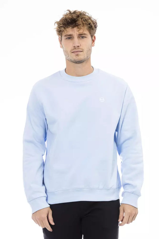 Elegant Crew Neck Fleece Sweater in Light Blue