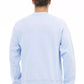 Elegant Crew Neck Fleece Sweater in Light Blue